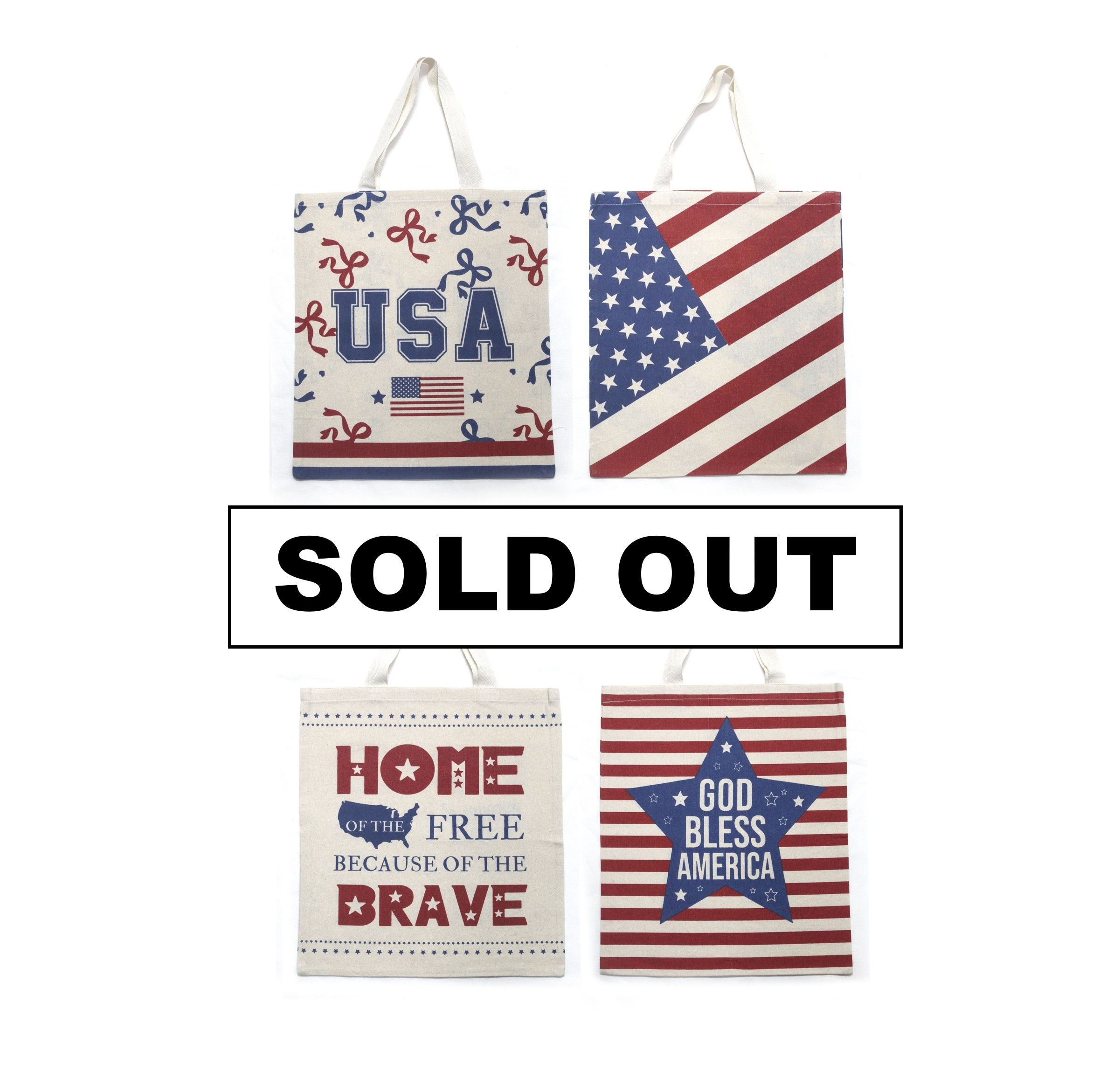 **SOLD OUT** Americana Patriotic Theme Canvas Tote Bags