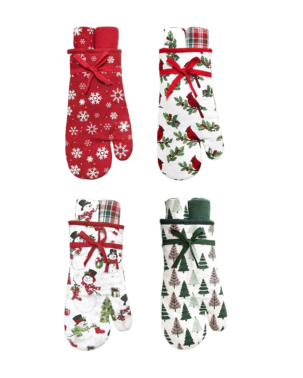 Thumbnail: 3-Pack Christmas Set; Two Kitchen Towels in OvenMitt