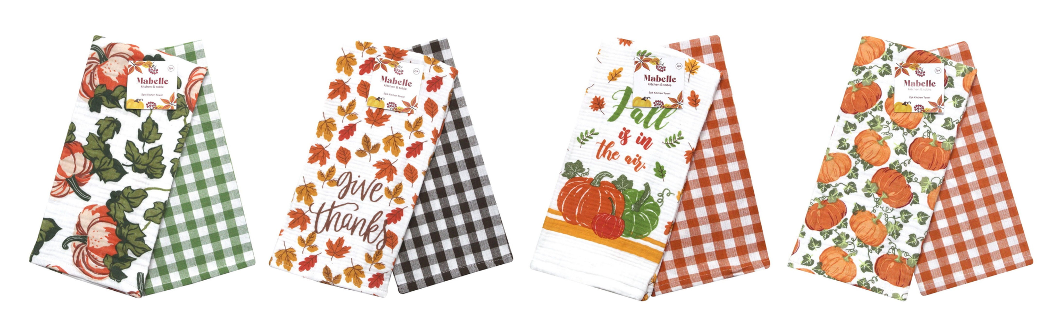 2-Pack Fall Floursack & Checked Towel