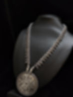 Oxidised Long Chain Round pendant German Silver Necklace earrings set