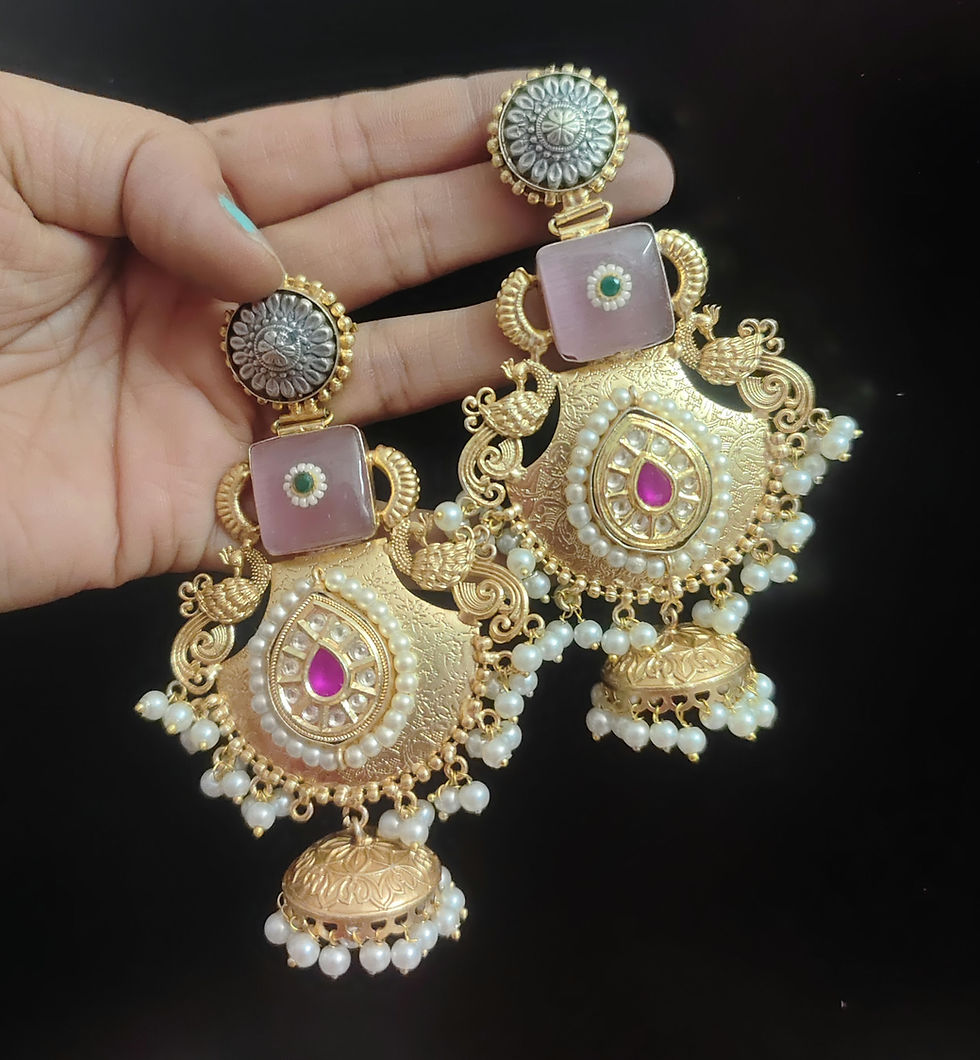 Thumbnail: NOORJAHAN Gold Replica Lightweight Jhumka Earrings 