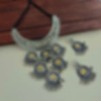 AASHNA Two Tone Oxidised Necklace Earrings Set