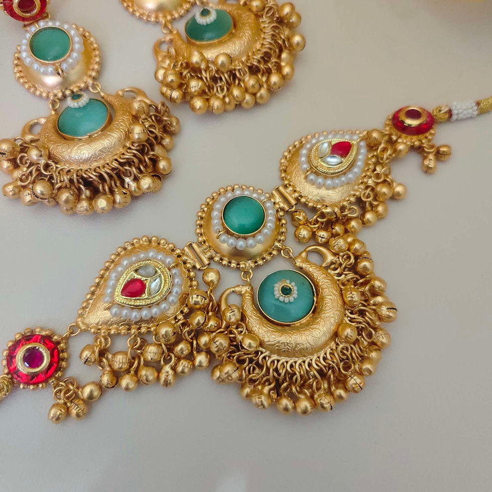 Thumbnail: VRISHTI Gold Replica Choker Necklace Earrings Set