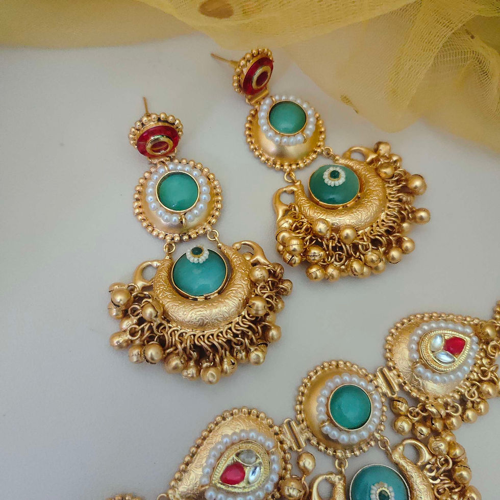 Thumbnail: VRISHTI Gold Replica Choker Necklace Earrings Set