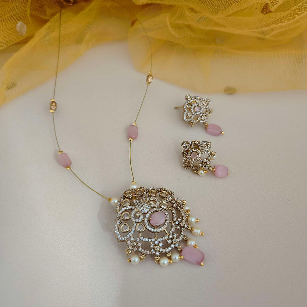 Thumbnail: NEHAL Victorian Invisible Necklace Earrings Set