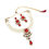 Thumbnail: Beautiful Kundan Stone Pearl mala Red jewellery set