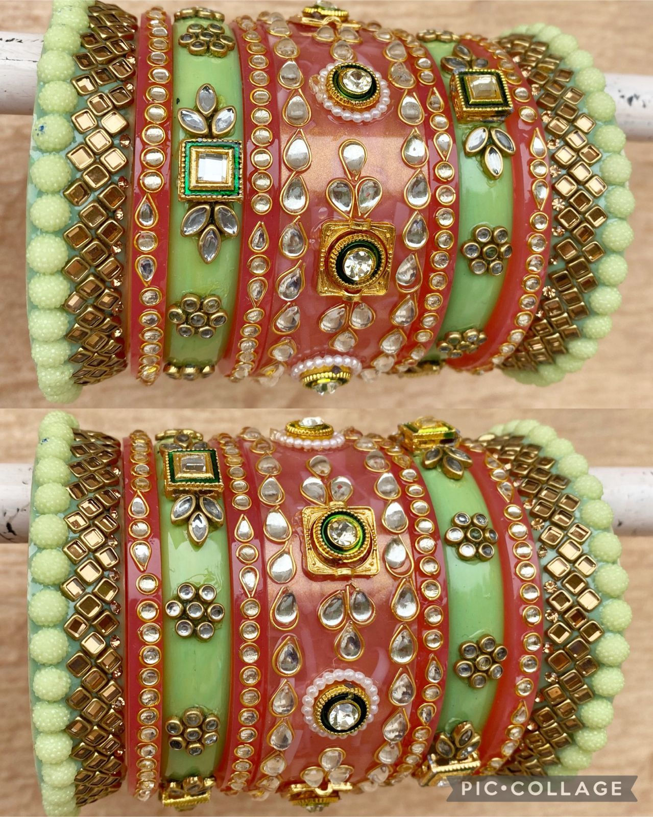 Heavy Kundan N With Brass Work Bangles
