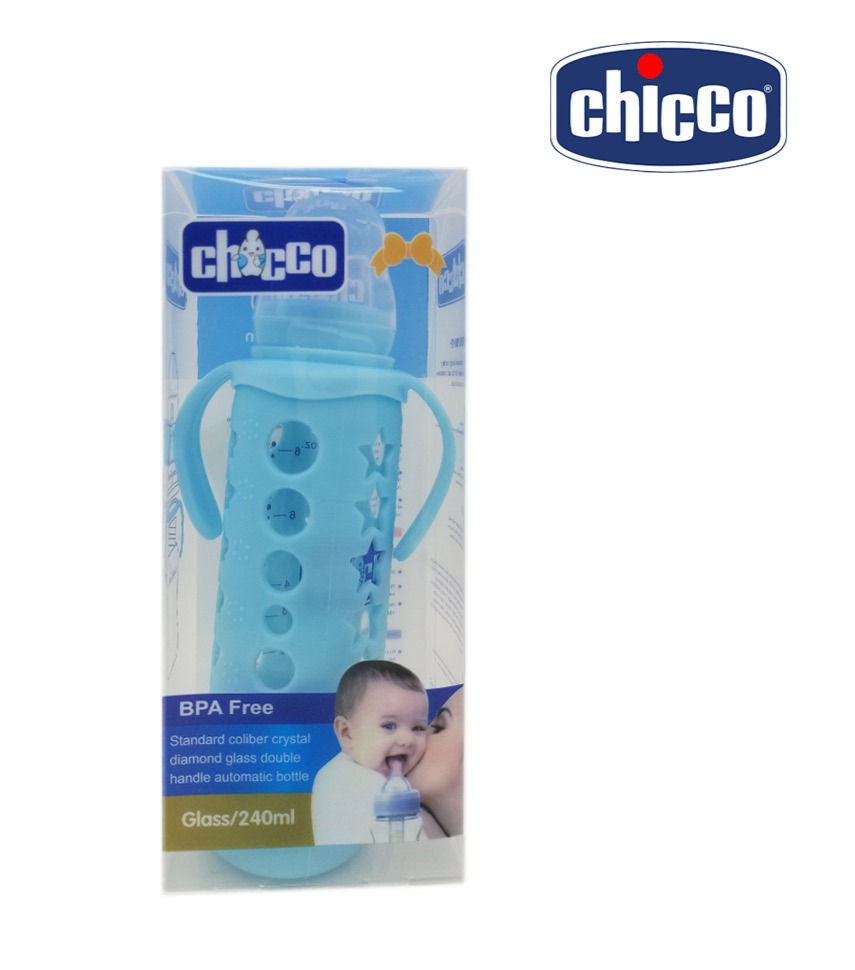 CHICCO BABY FEEDING BOTTLE 240ml W RUBBER GRIP