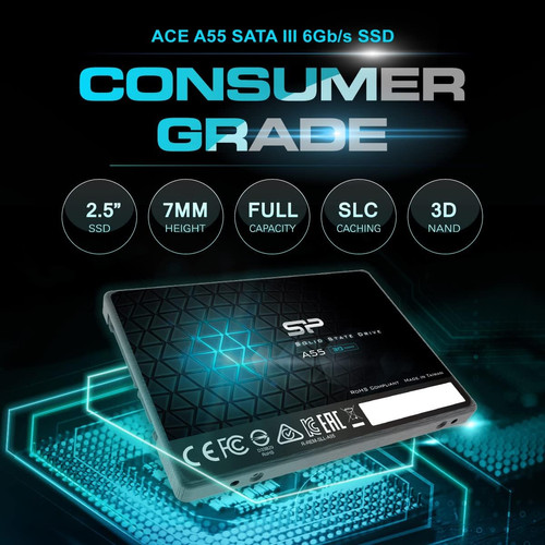 SP 512GB SSD 3D NAND A55 SLC Cache Performance Boost SATA III 2.5