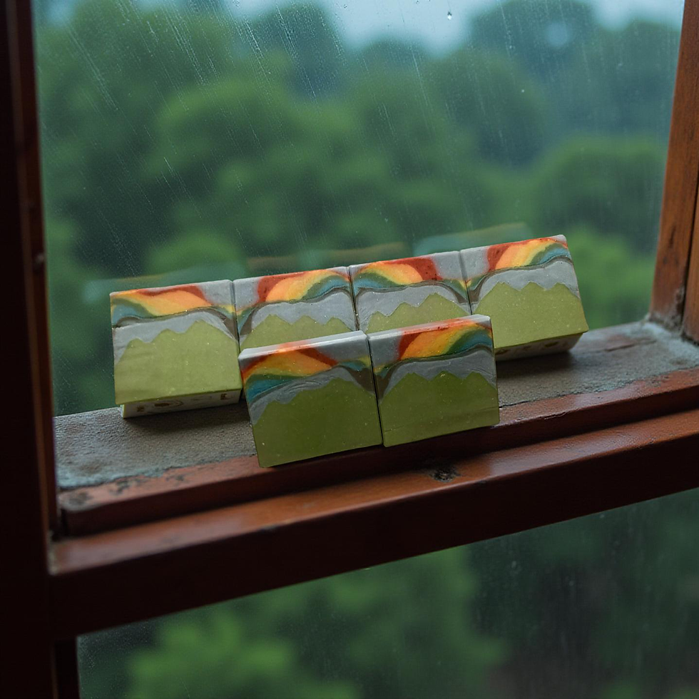 After Rain – Clay & Rice Milk Soap with Yogurt and Forest Greens