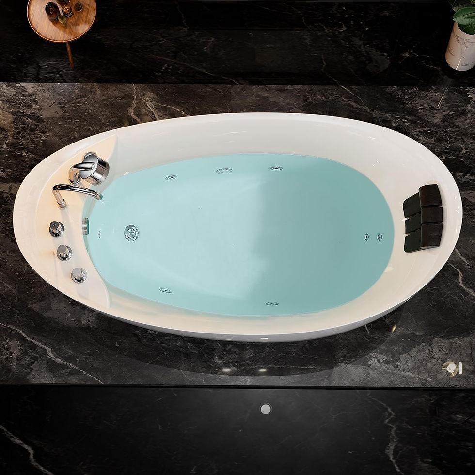Thumbnail: 67 in. Acrylic Freestanding Bath Tub Hydromassage Gracefully Oval Shaped 7 Wa...