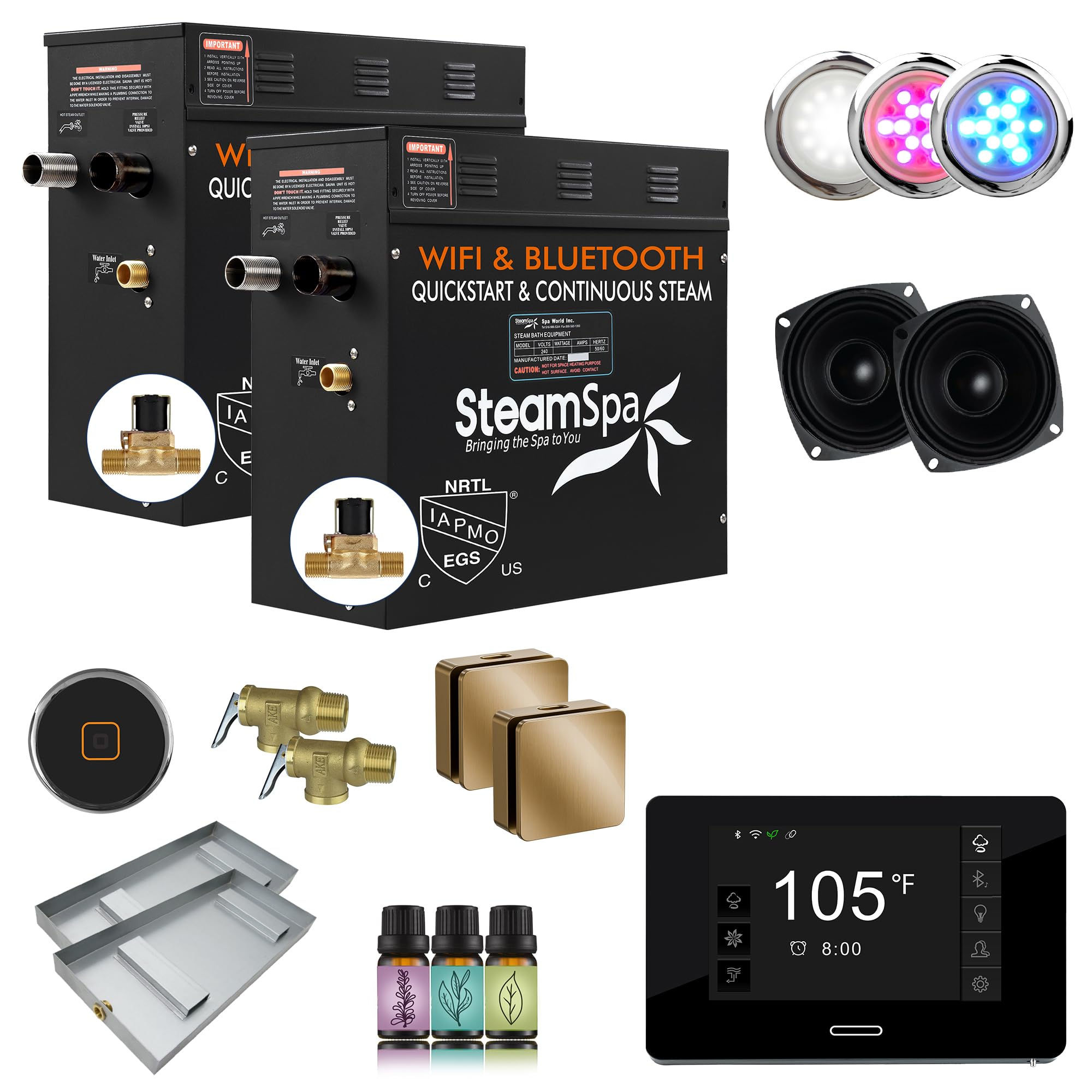 SteamSpa Steam System 15kW Steam Shower Generator with Bluetooth Wifi, Quicks...