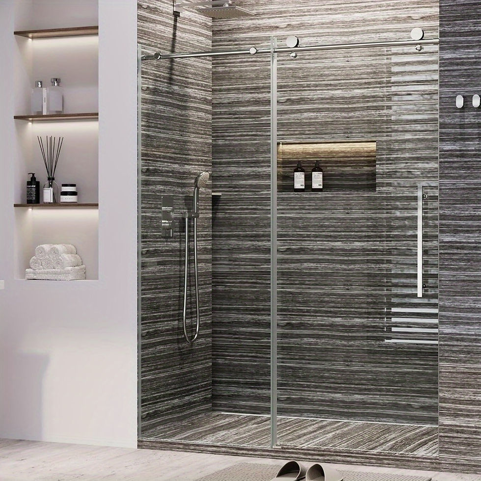 Thumbnail: Frameless Sliding Shower Door with Clear SGCC Tempered Glass - 56-60" W x 75" H 