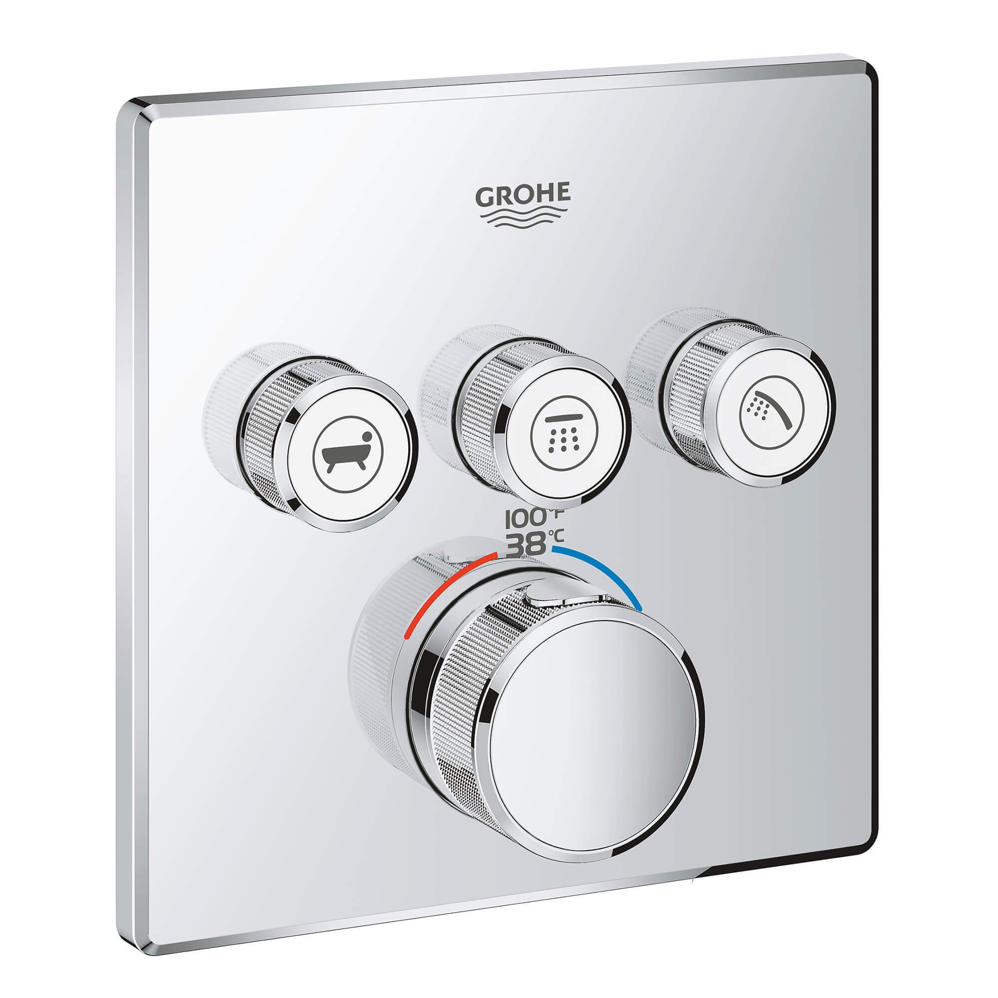 GROHE 29142000 Grohtherm Smart Thermostatic Trim With Control Module, Starlig...