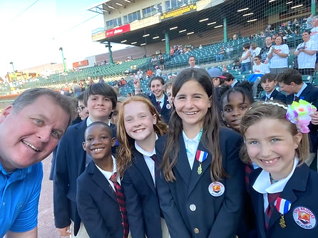 Bridges Academy students at a Ducks game