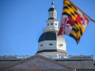 Maryland Government building with flag