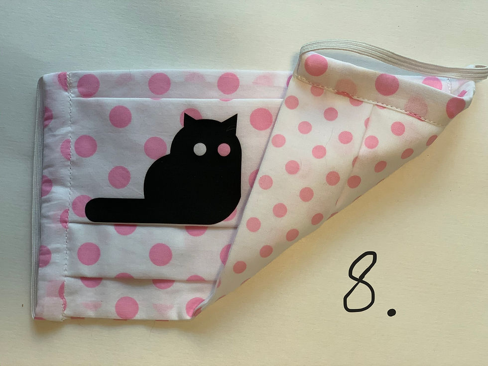 Thumbnail: Facial Mask 100% Black Cats,triple layers Cotton, printed, handmade