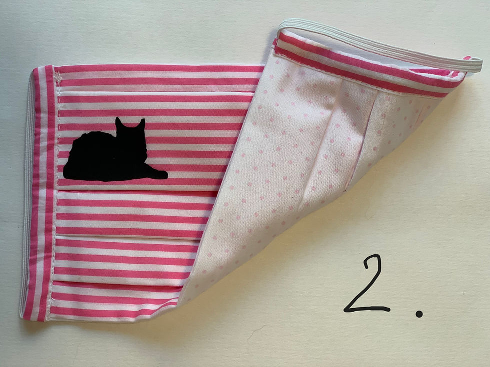 Thumbnail: Facial Mask 100% Black Cats,triple layers Cotton, printed, handmade