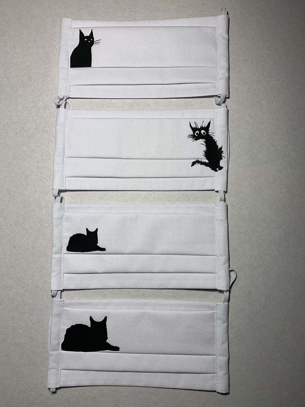 Thumbnail: Compose your Facial Mask 100% Black cats, triple layers Cotton, handmade