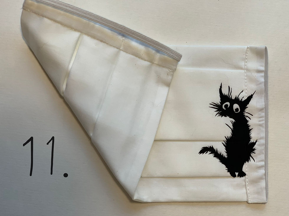 Thumbnail: Facial Mask 100% Black Cats,triple layers Cotton, printed, handmade