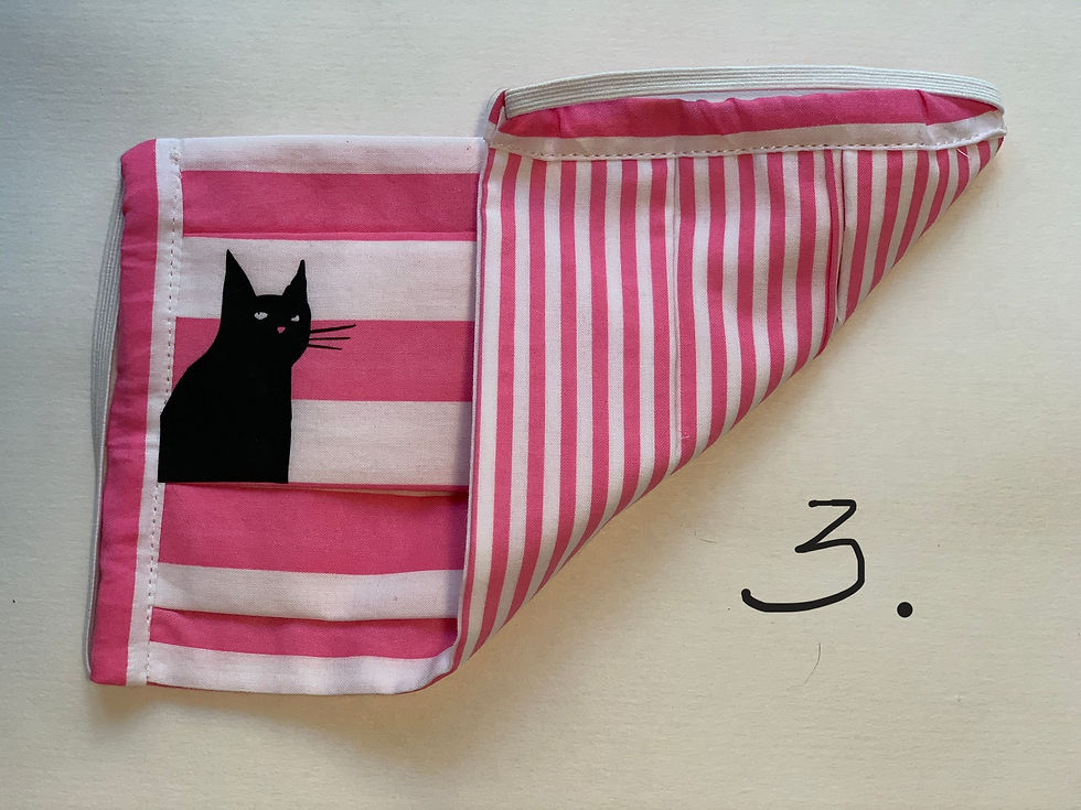 Thumbnail: Facial Mask 100% Black Cats,triple layers Cotton, printed, handmade