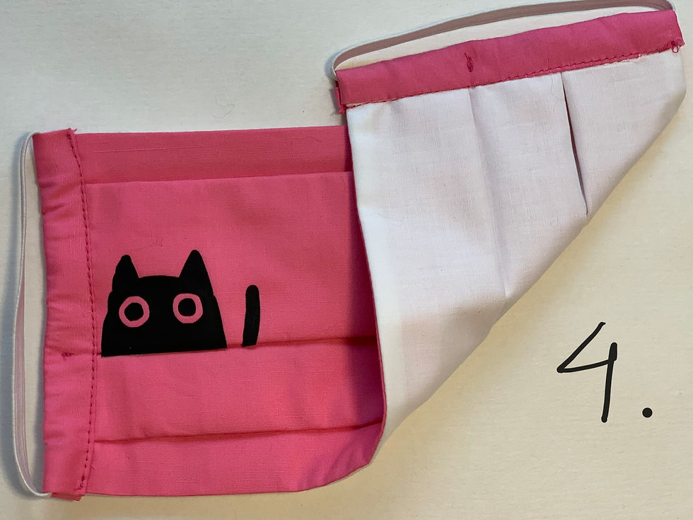 Thumbnail: Facial Mask 100% Black Cats,triple layers Cotton, printed, handmade