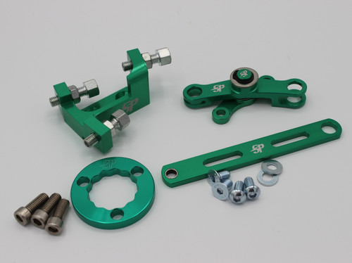 thumbnail image 2 of Lambretta CNC 6061 Alloy Gear Linkage Set – Green Anodised – By Sp-developments 2 of 3