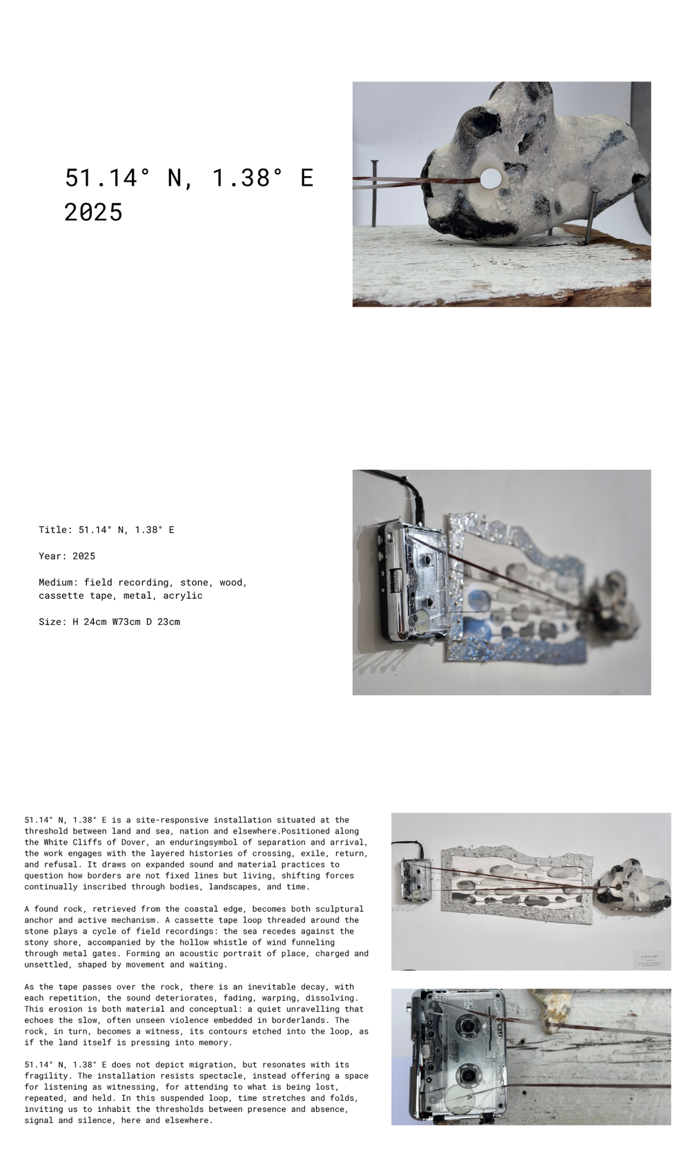 51.14° N, 1.38° E, coastal stone and stretched cassette tape