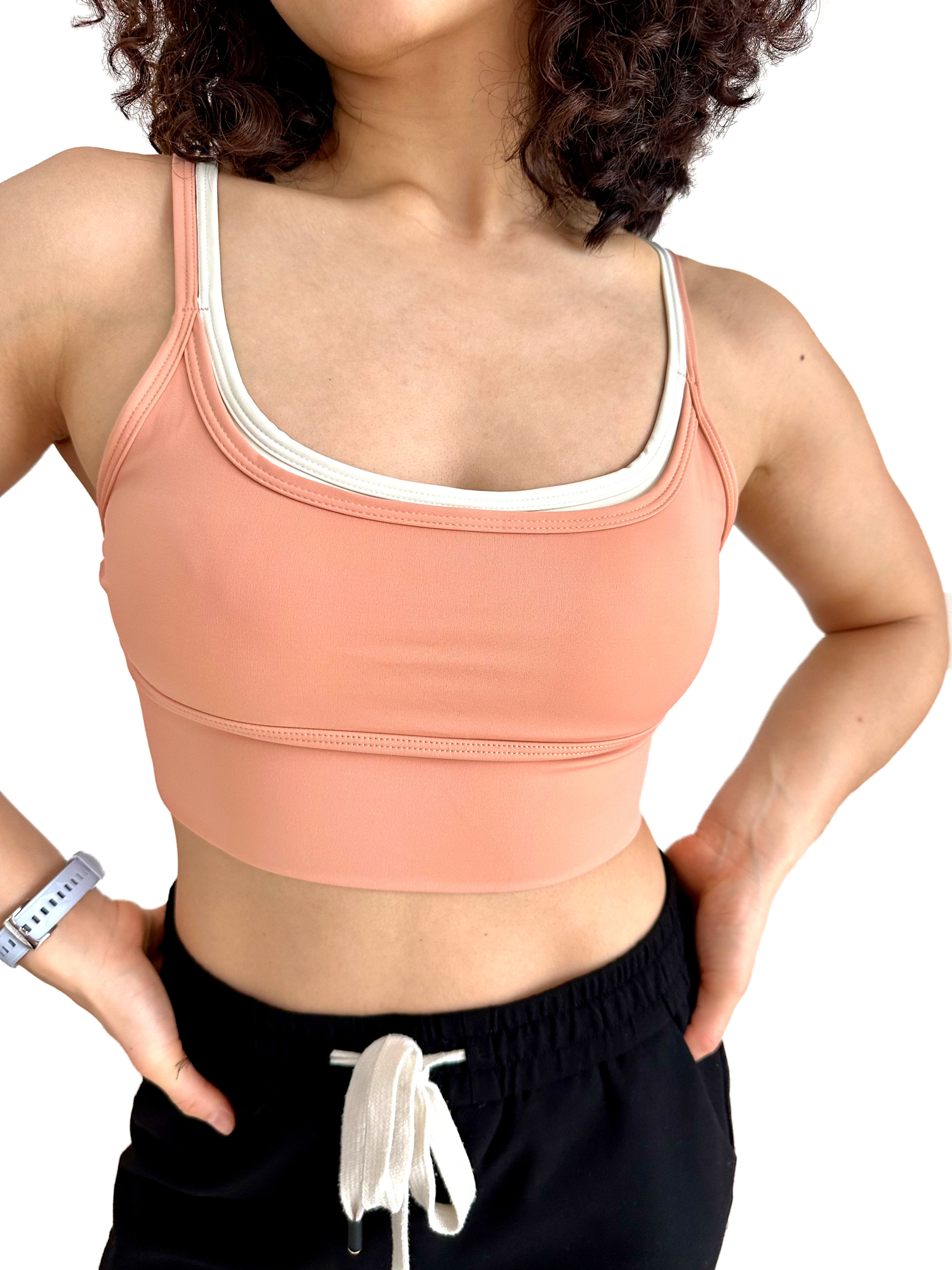 Flow Contrast Longline Sports Bra Pink