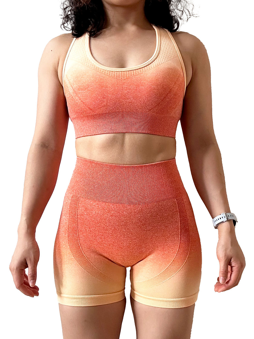 Thumbnail: Momentum Gradient Sculpt Seamless Workout Set Orange Front