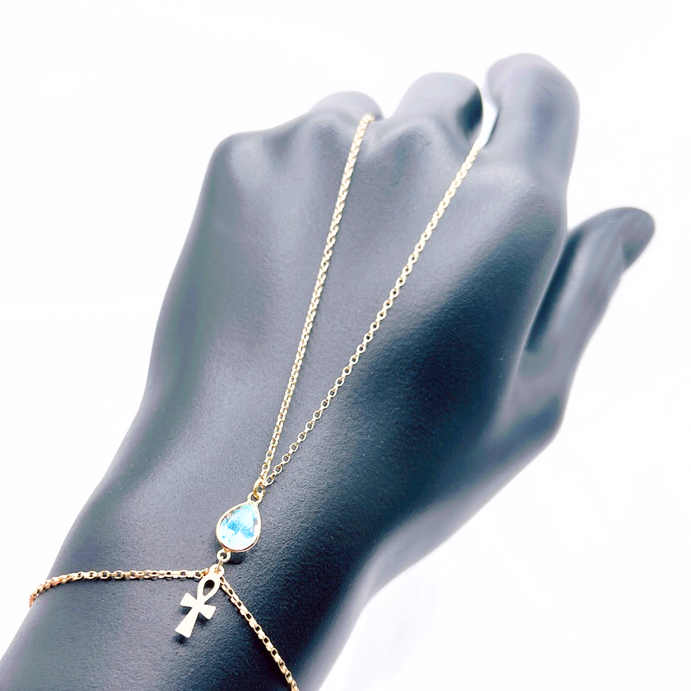 Thumbnail: 14k Gold Drop Ankh Ringlet