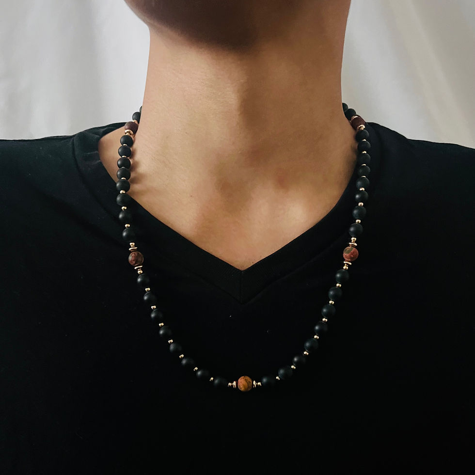 Thumbnail: Matte Onyx & Picasso Jasper Necklace