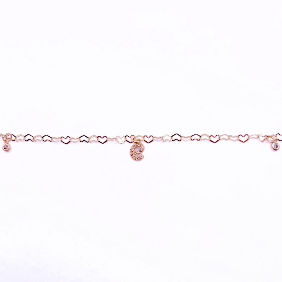 Thumbnail: Initial Diamond & Gold Heart Bracelet