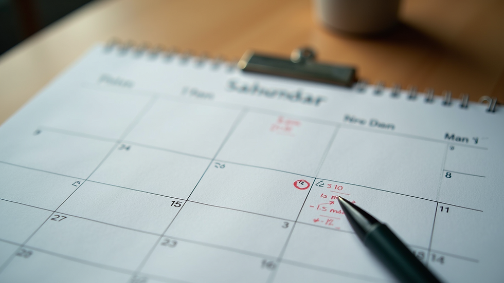 High angle view of a calendar marked with premarital counseling sessions