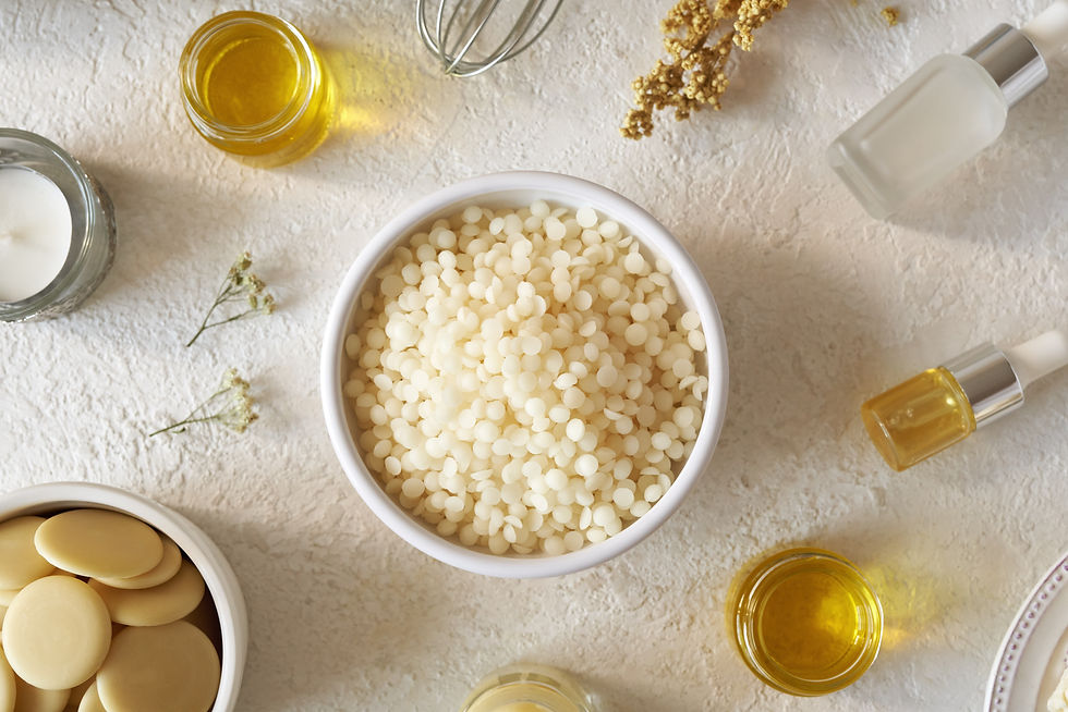 a bowl of beeswax beads