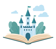 Illustration chateau dans un livre ouvert