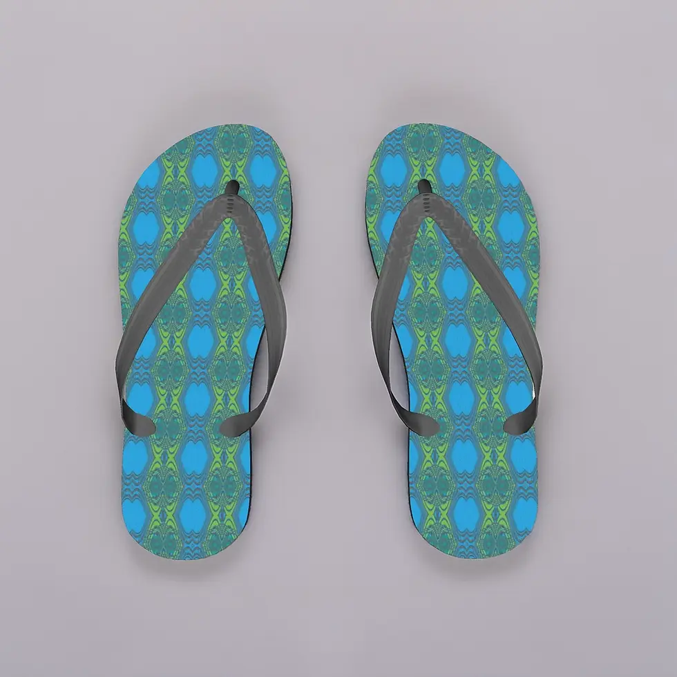 Blue Green Diamonds 3 Swirl Flip Flops