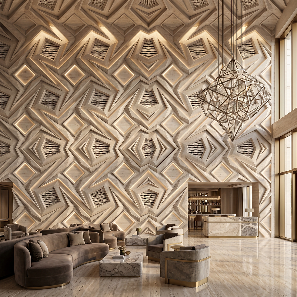 Architectural Faceted Relief Wall