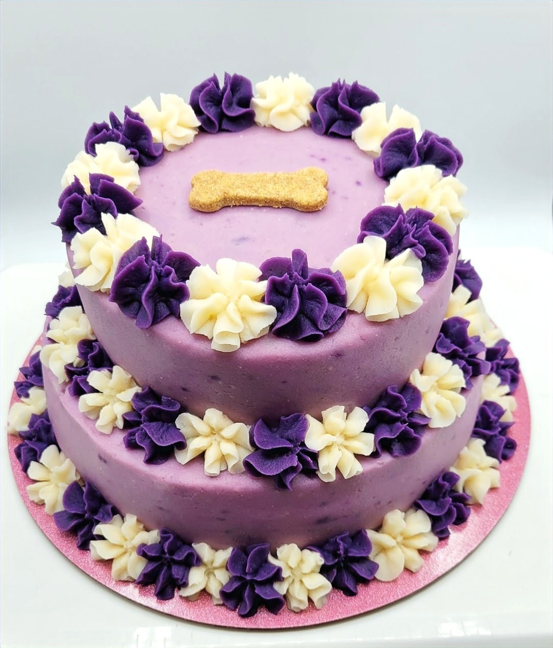 Nova&Sora collection Two Tiers 4 Layers Round Dog Cake, 8 inches in diameter