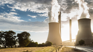 Smokestacks and cooling towers