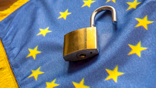 EU flag with a padlock on top