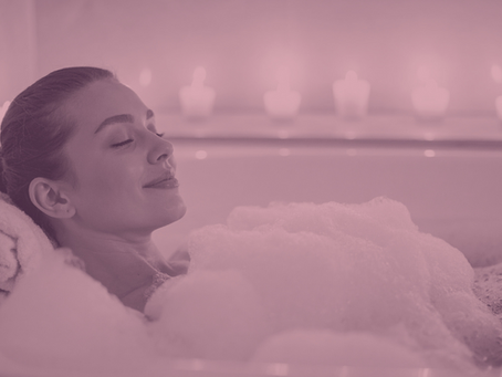 A woman taking a bath