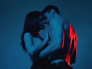 A couple in an intimate embrace