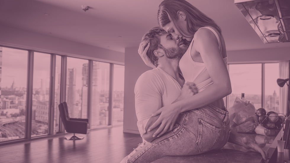 A couple being intimate at home
