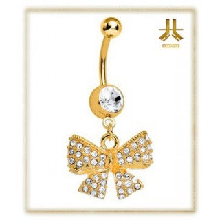 Banane Pendant Noeud Strass Gold PVD