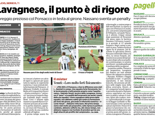 Rassegna stampa: Lavagnese, il punto è di rigore.