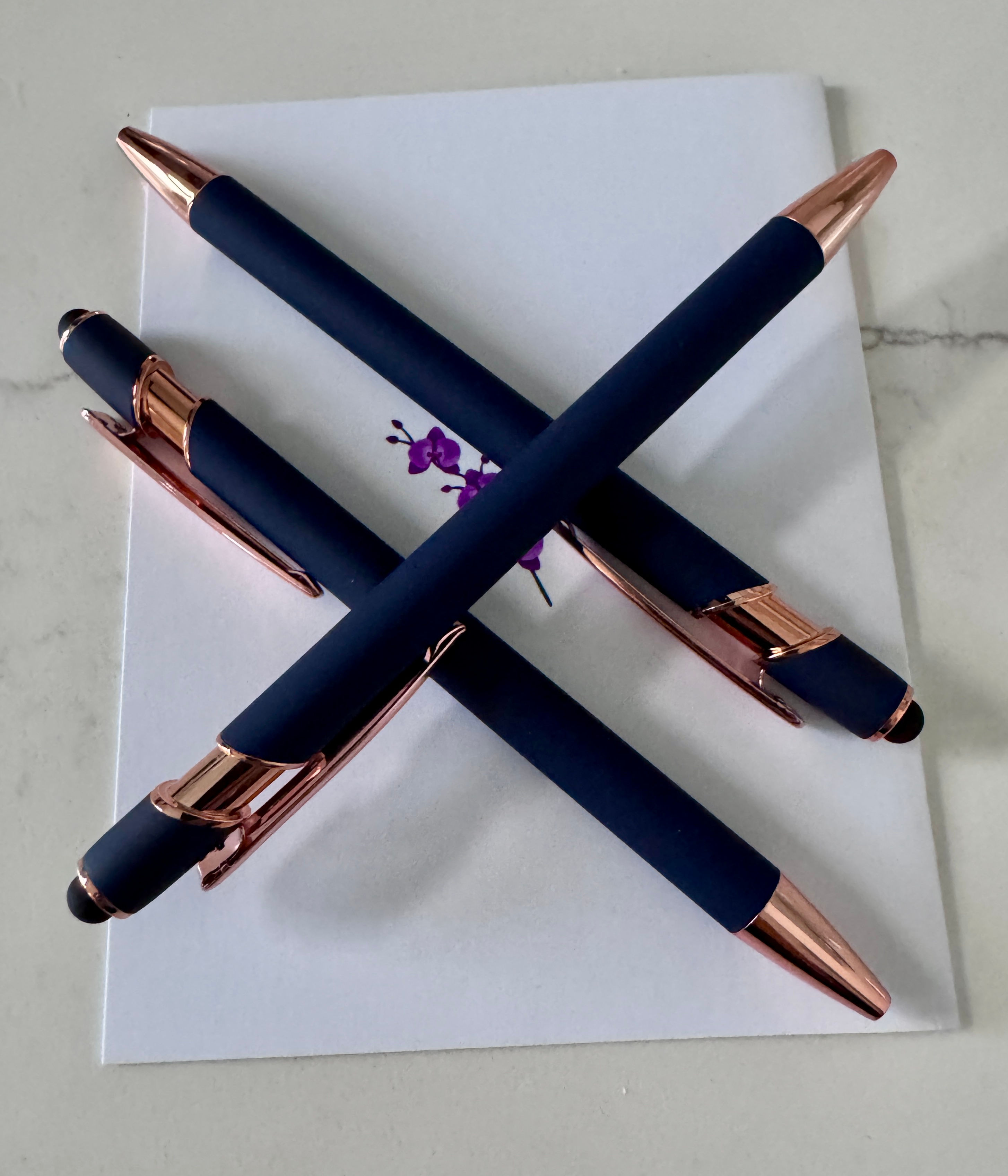 Blue Stylish 2-in-1 ballpoint and touchscreen stylus pen - set of 3