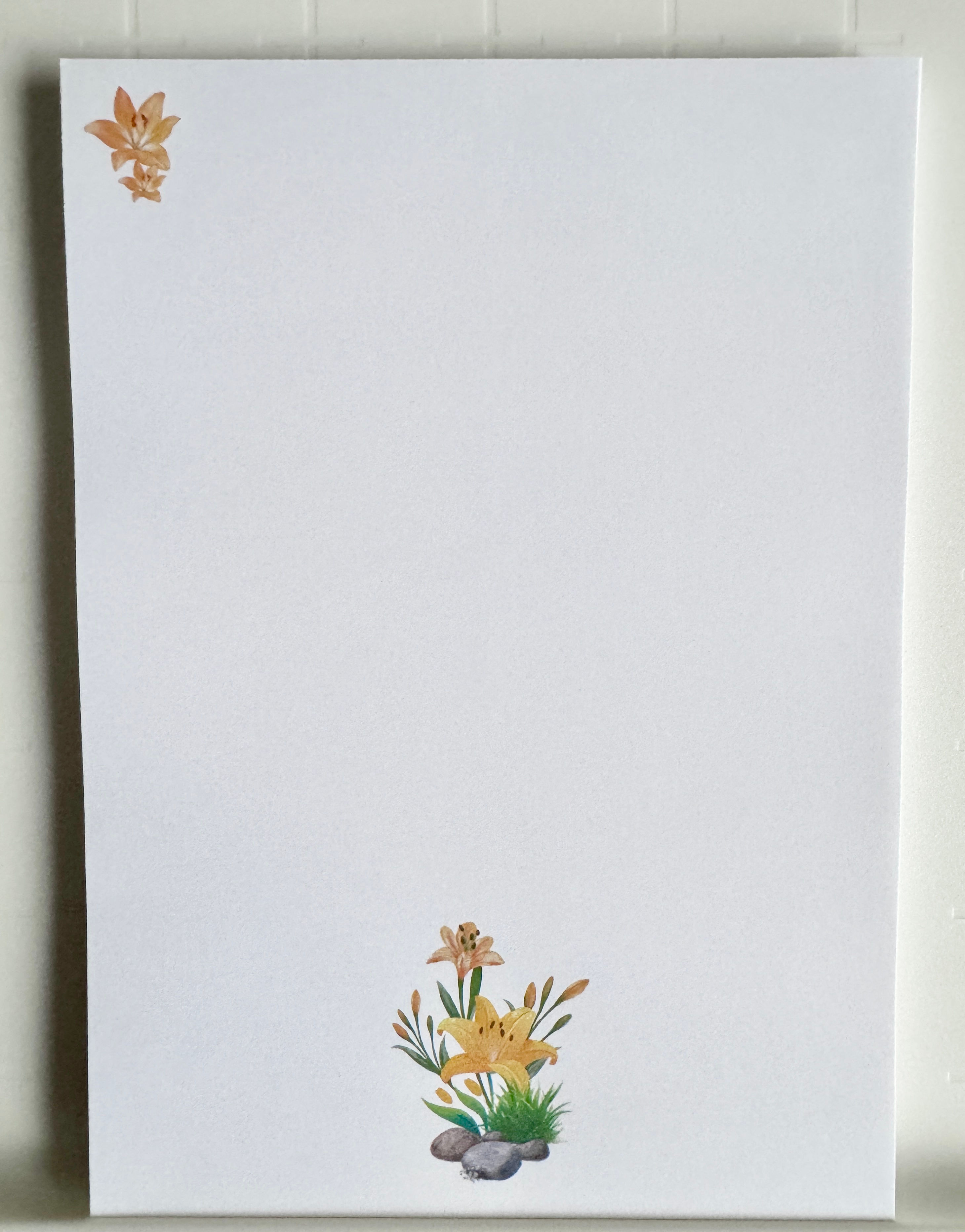 Yellow Lillies Botanical Floral Notepad