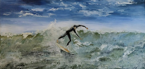 Surfeur sur la vague de la vie