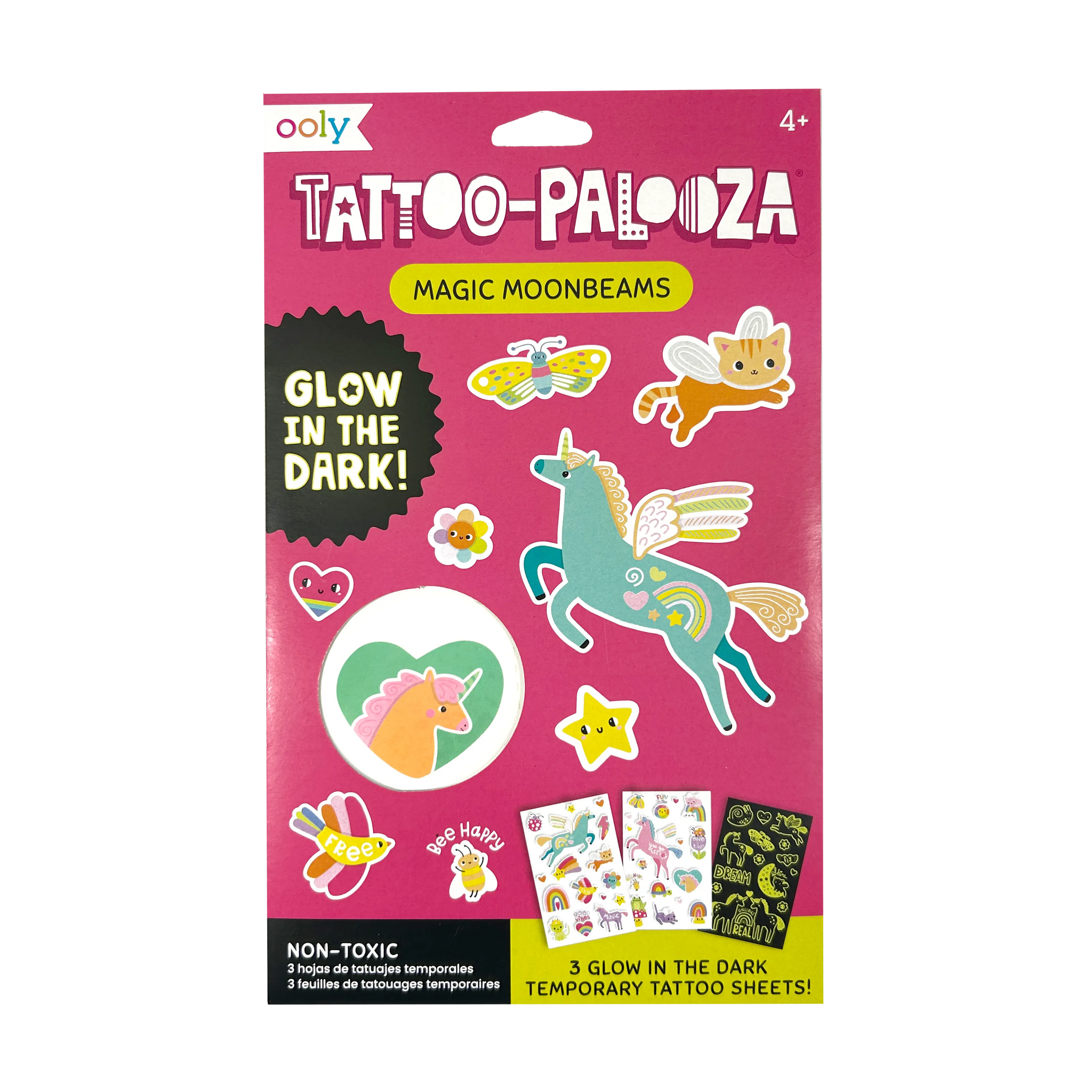 Ooly - Tattoo Palooza Temporary Glow Tattoos - Magic Moonbeams (3 sheets)